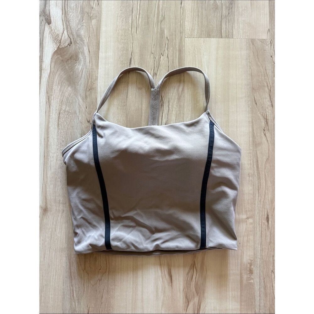 YPB Beige Strappy Crop Athletic Crop Tank Top